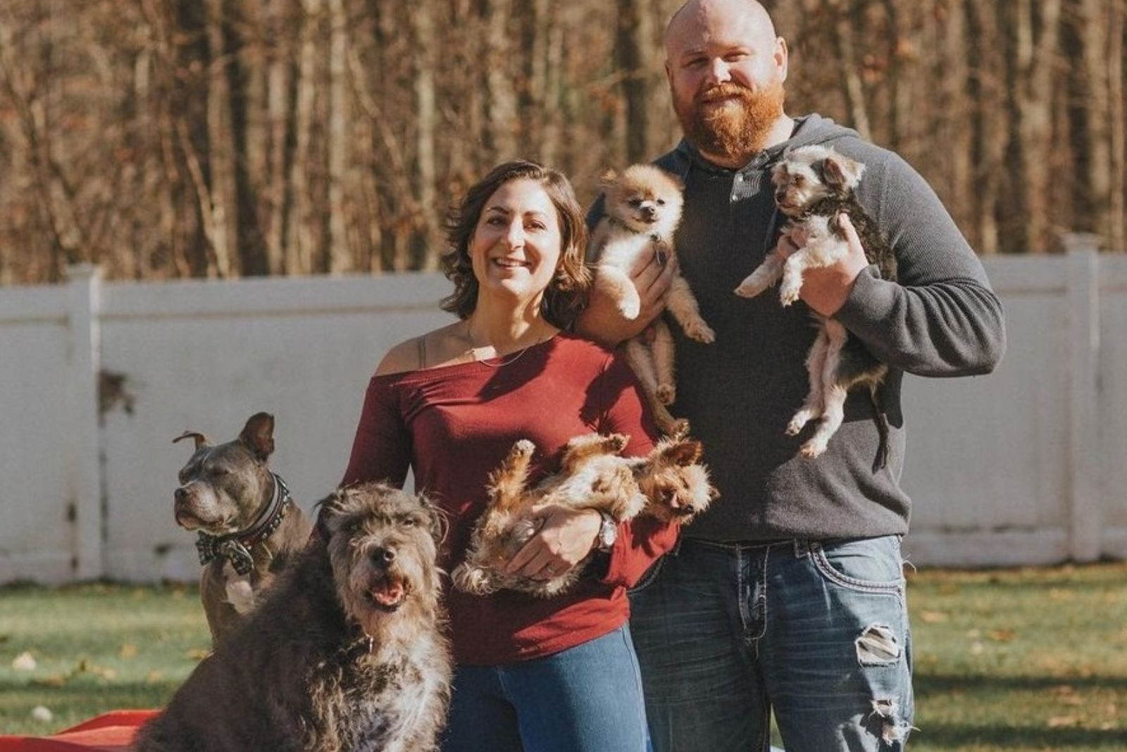 couple and cute dogs