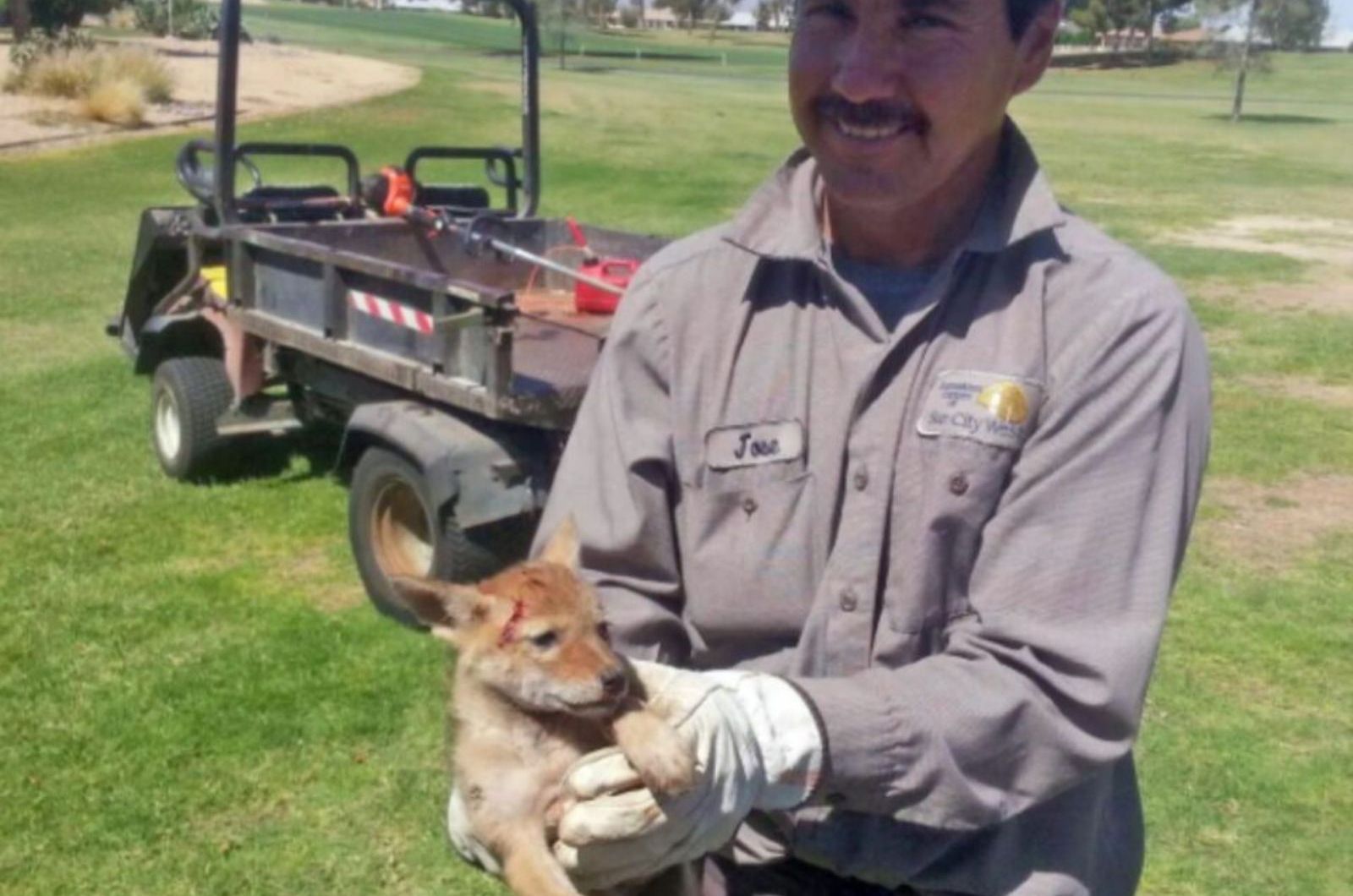 man holding the pup