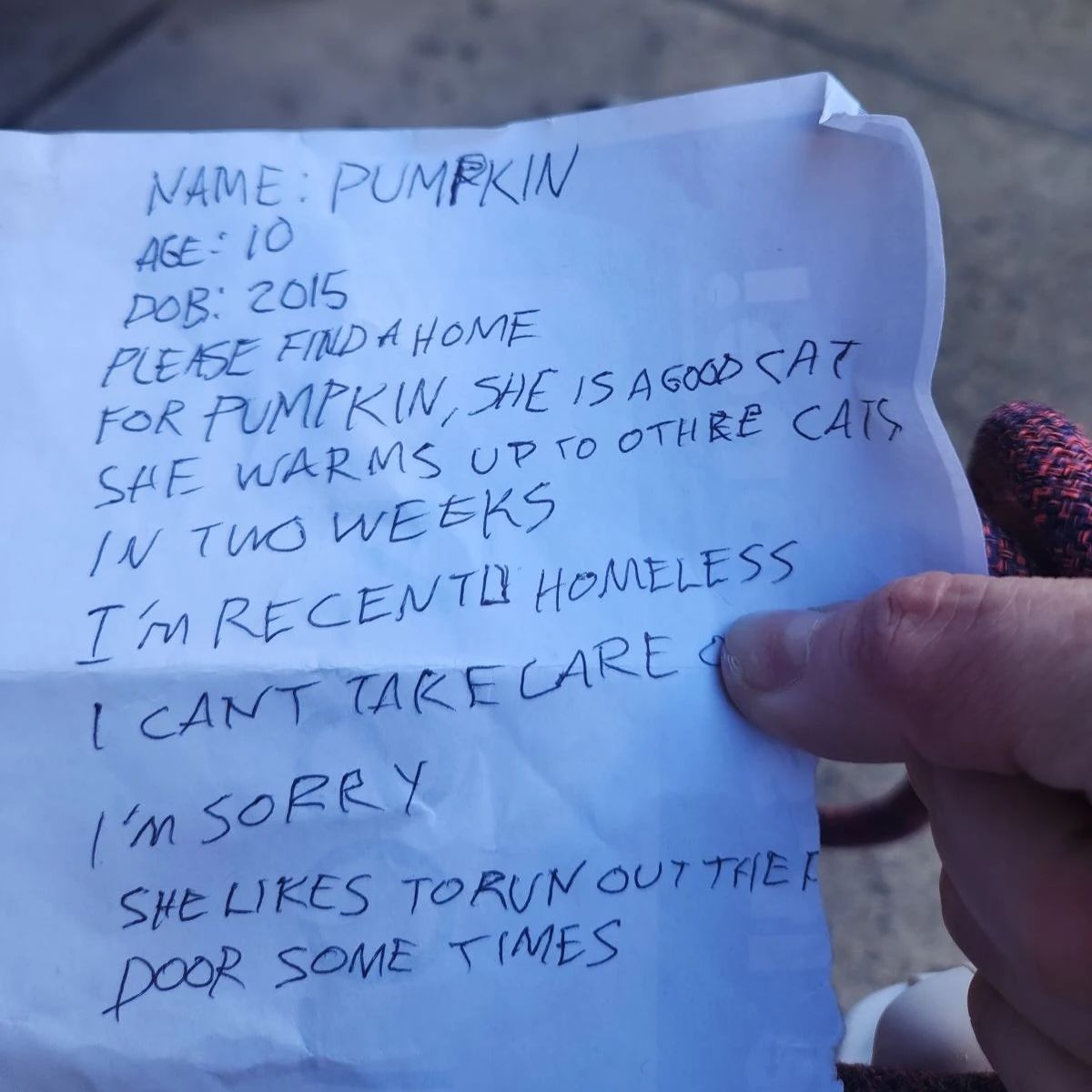 note in hand