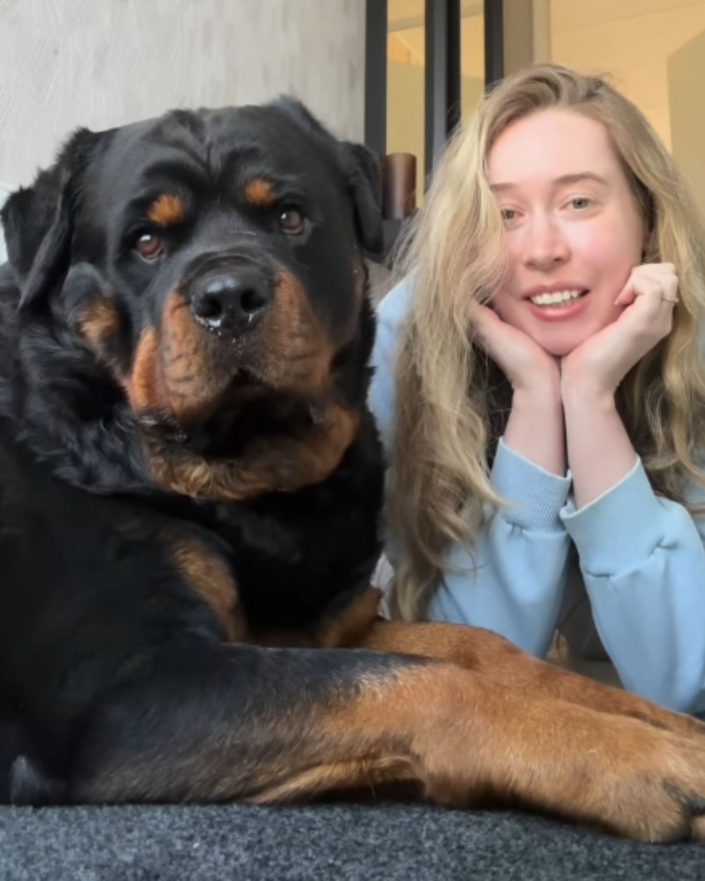 woman and Rottweiler