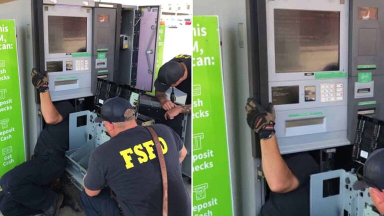 firefighters save kitten from atm
