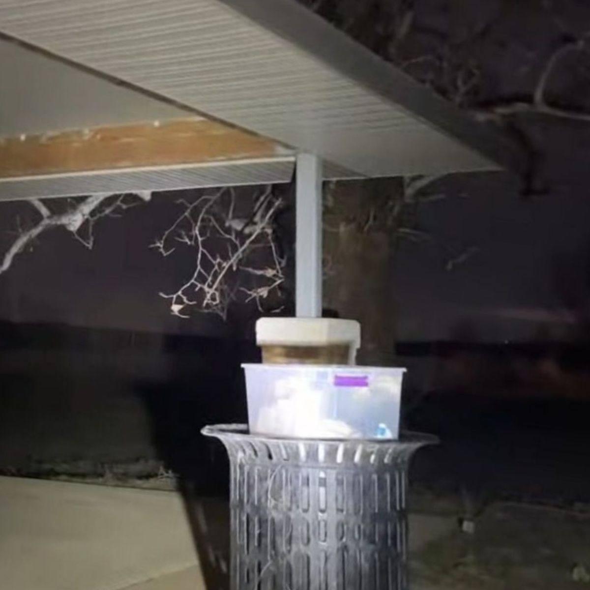 box on a trash can