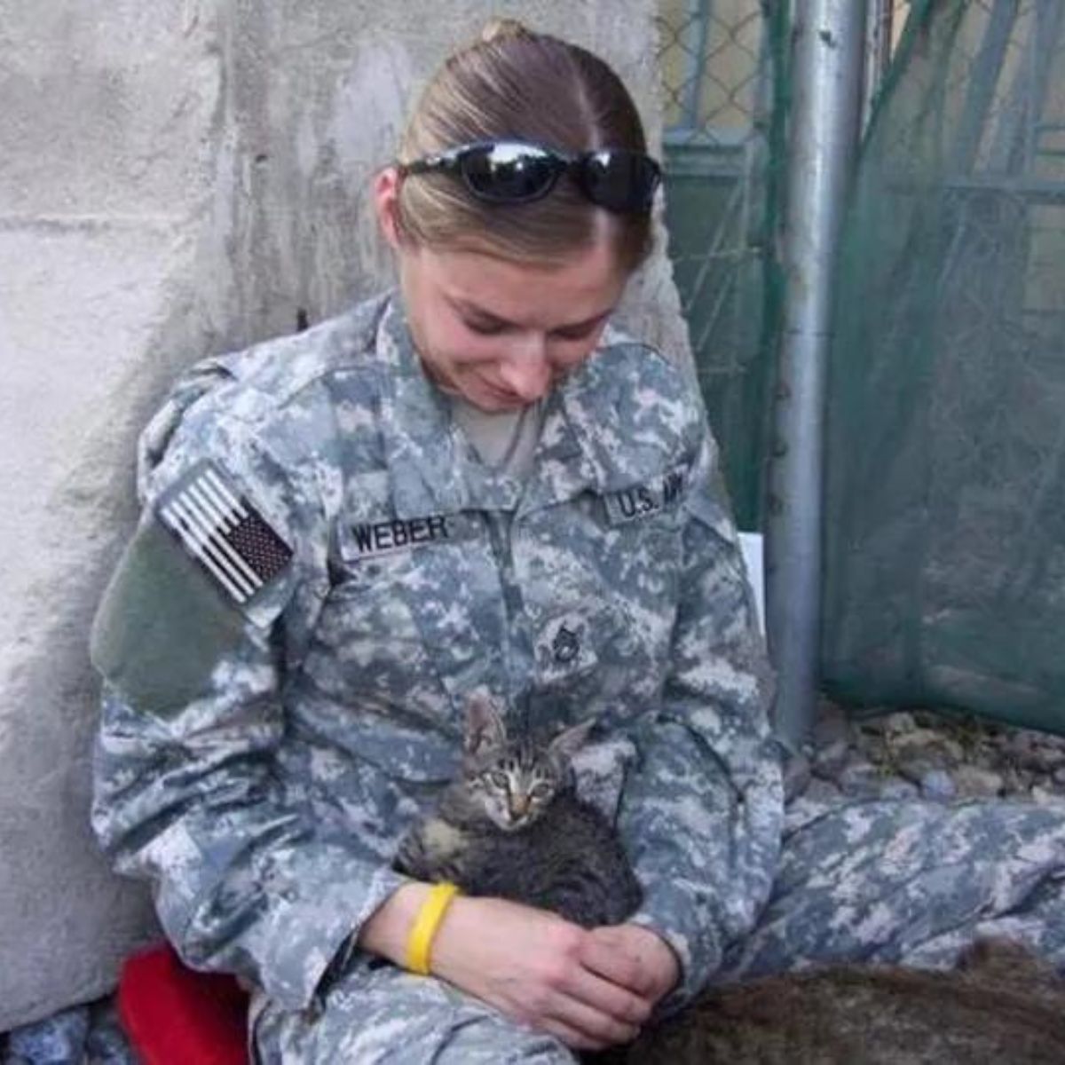 soldier and kitten