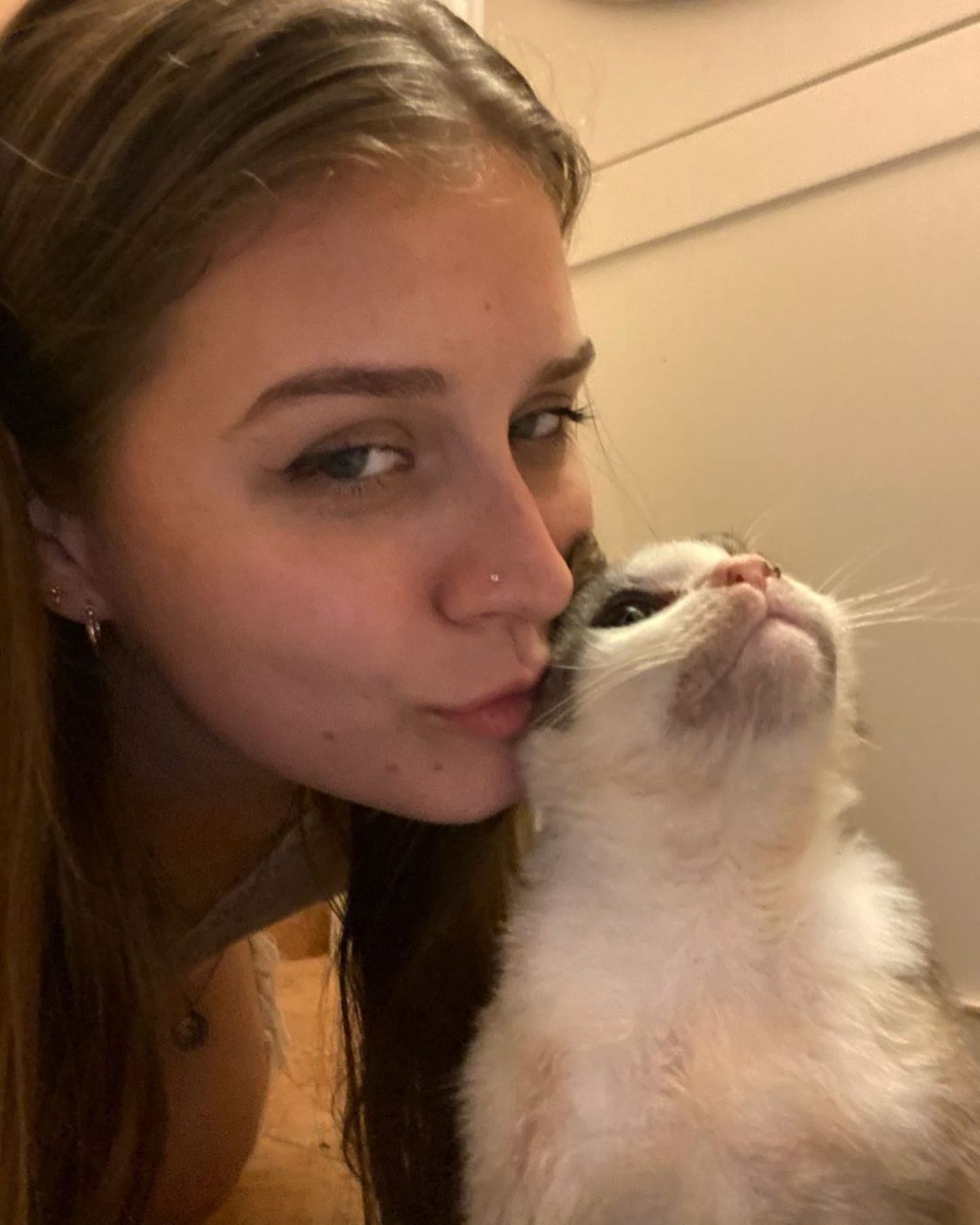 woman and rescued cat