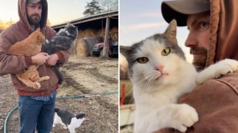 man holding the cat
