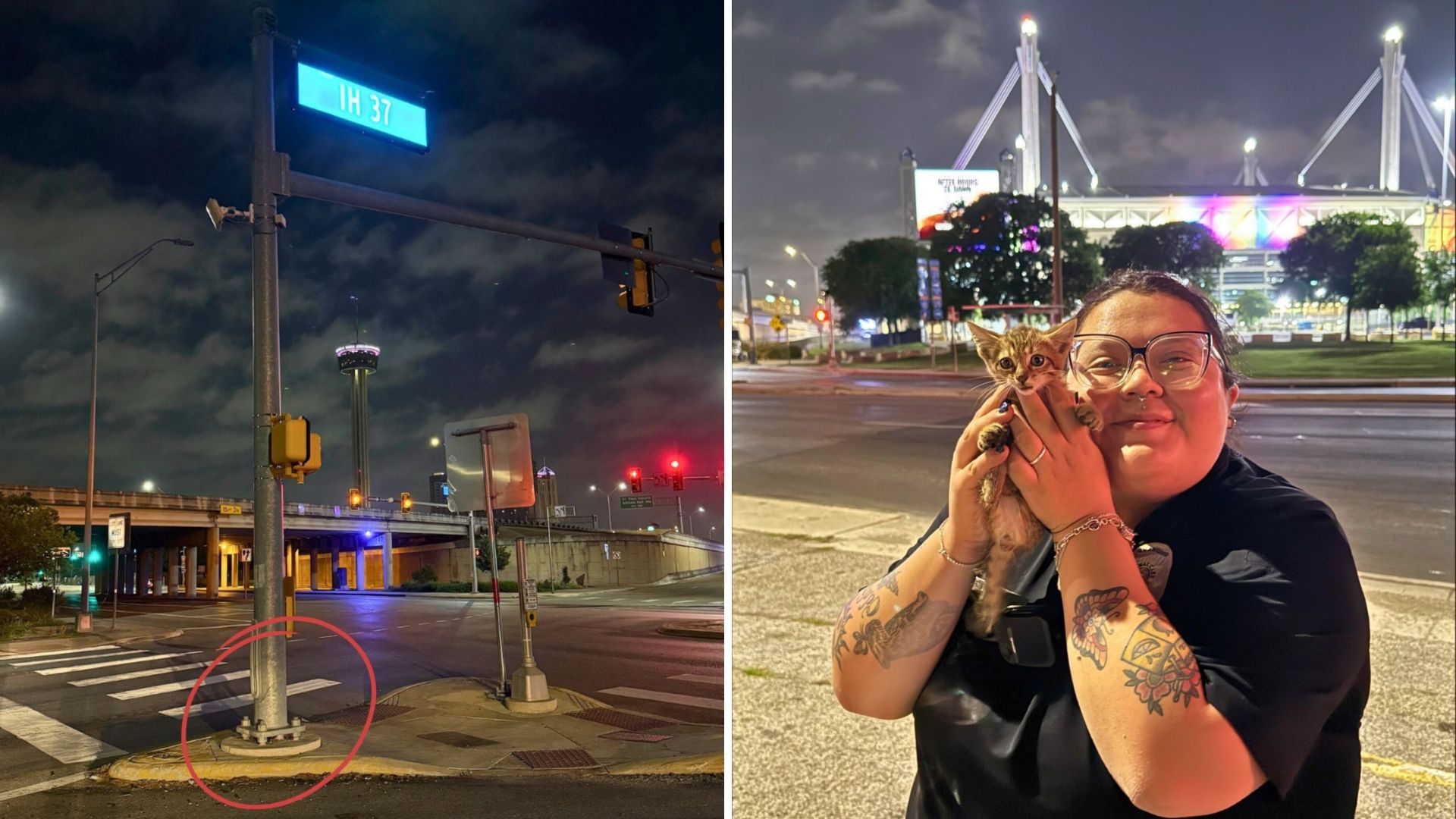 Texas Rescuers Step Up For A Rare Mission To Free A Tiny Kitten Stuck Under A Light Pole