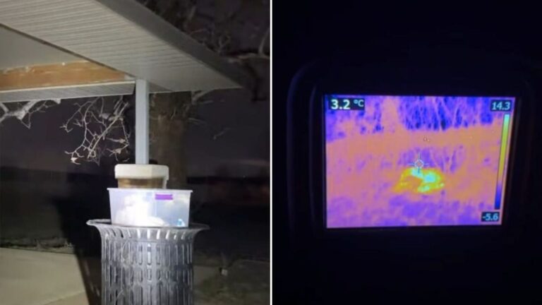 box on a trash can