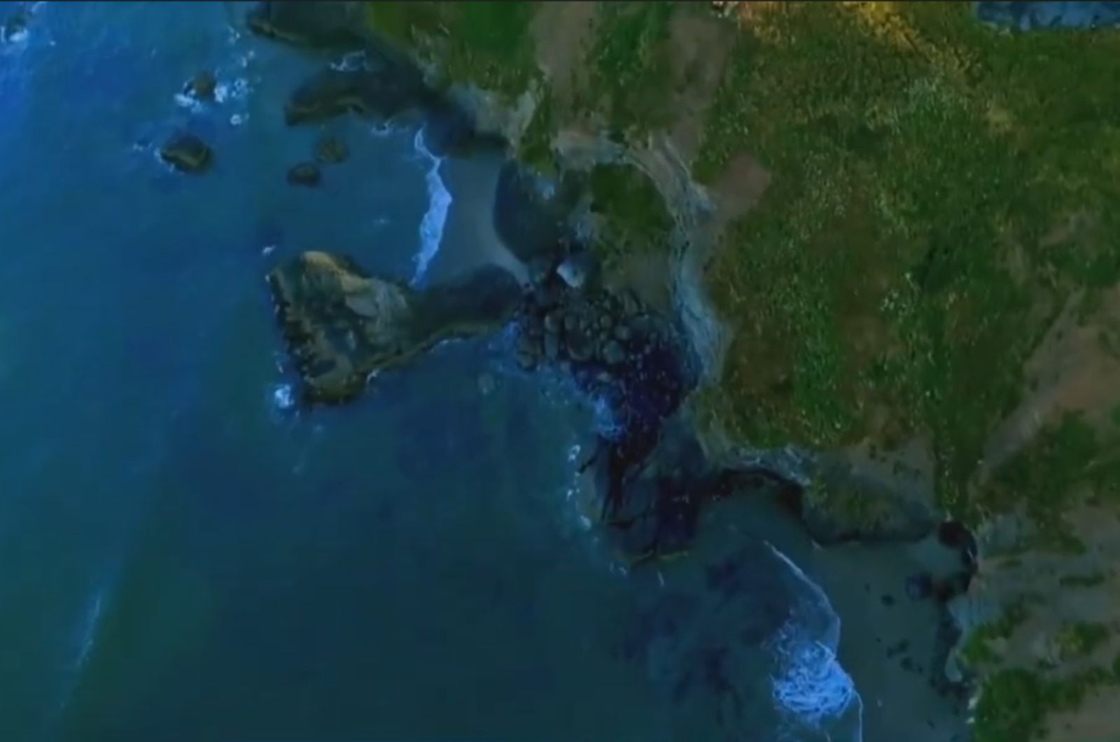 areal image of shore