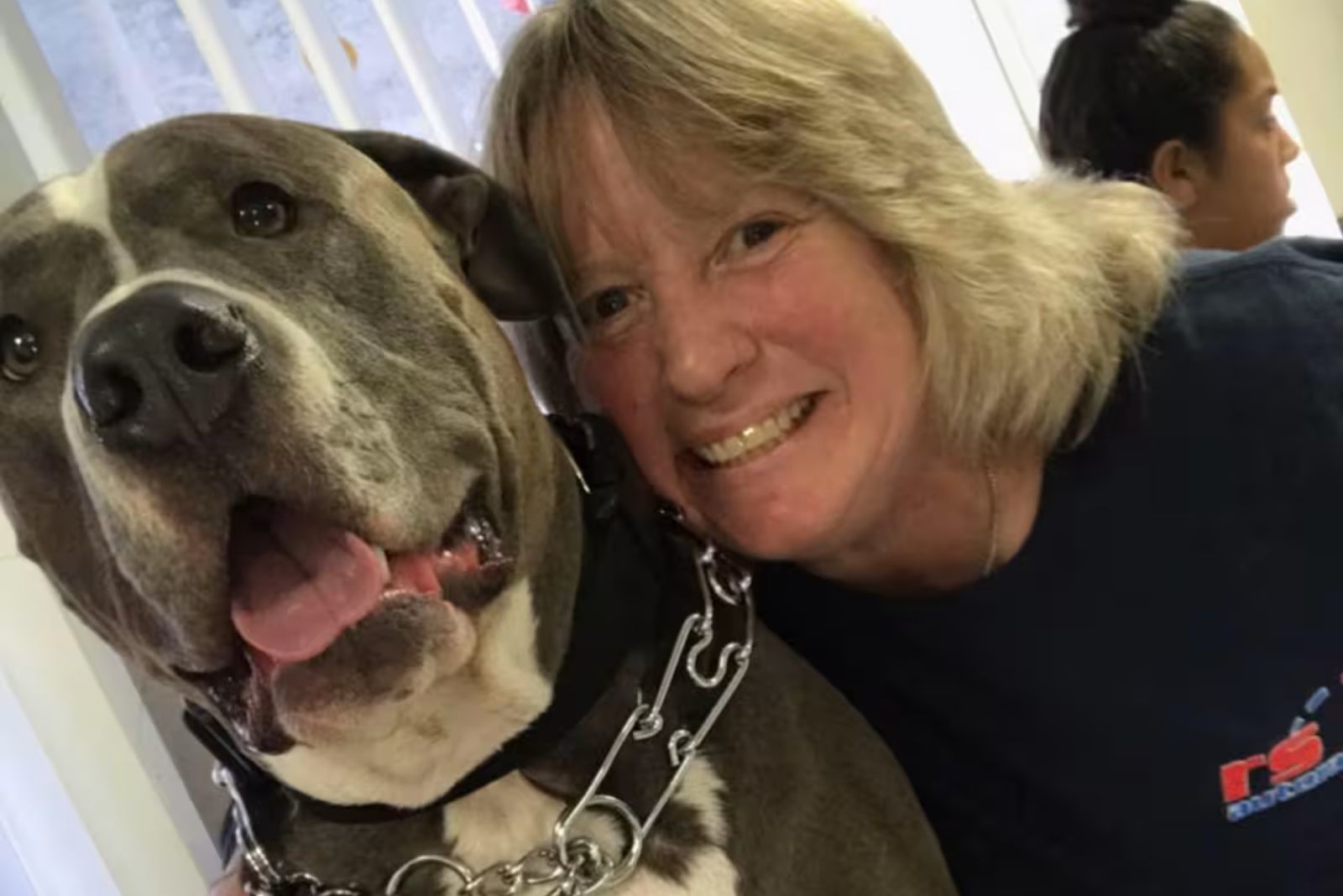 dog with woman happy