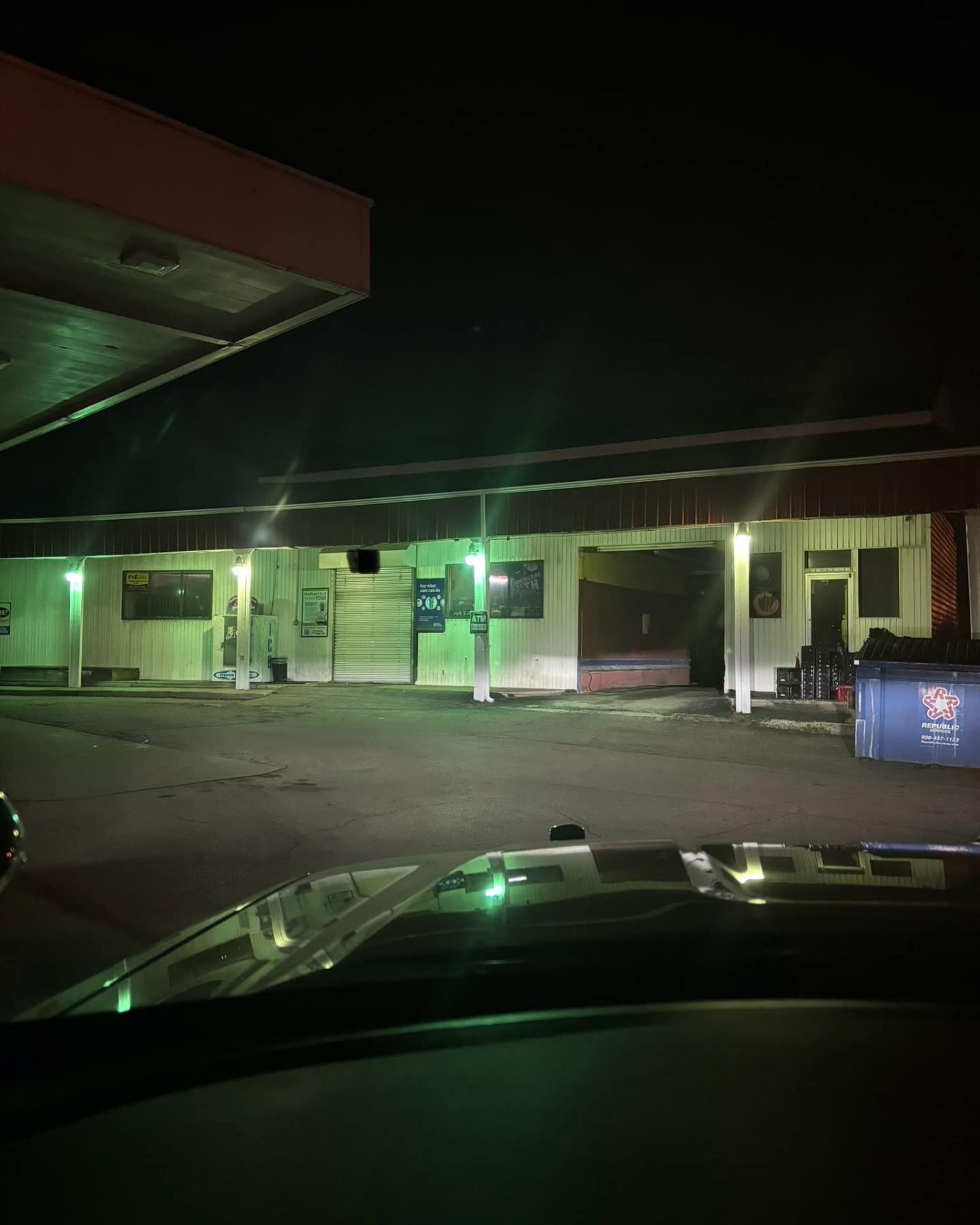 gas station at night
