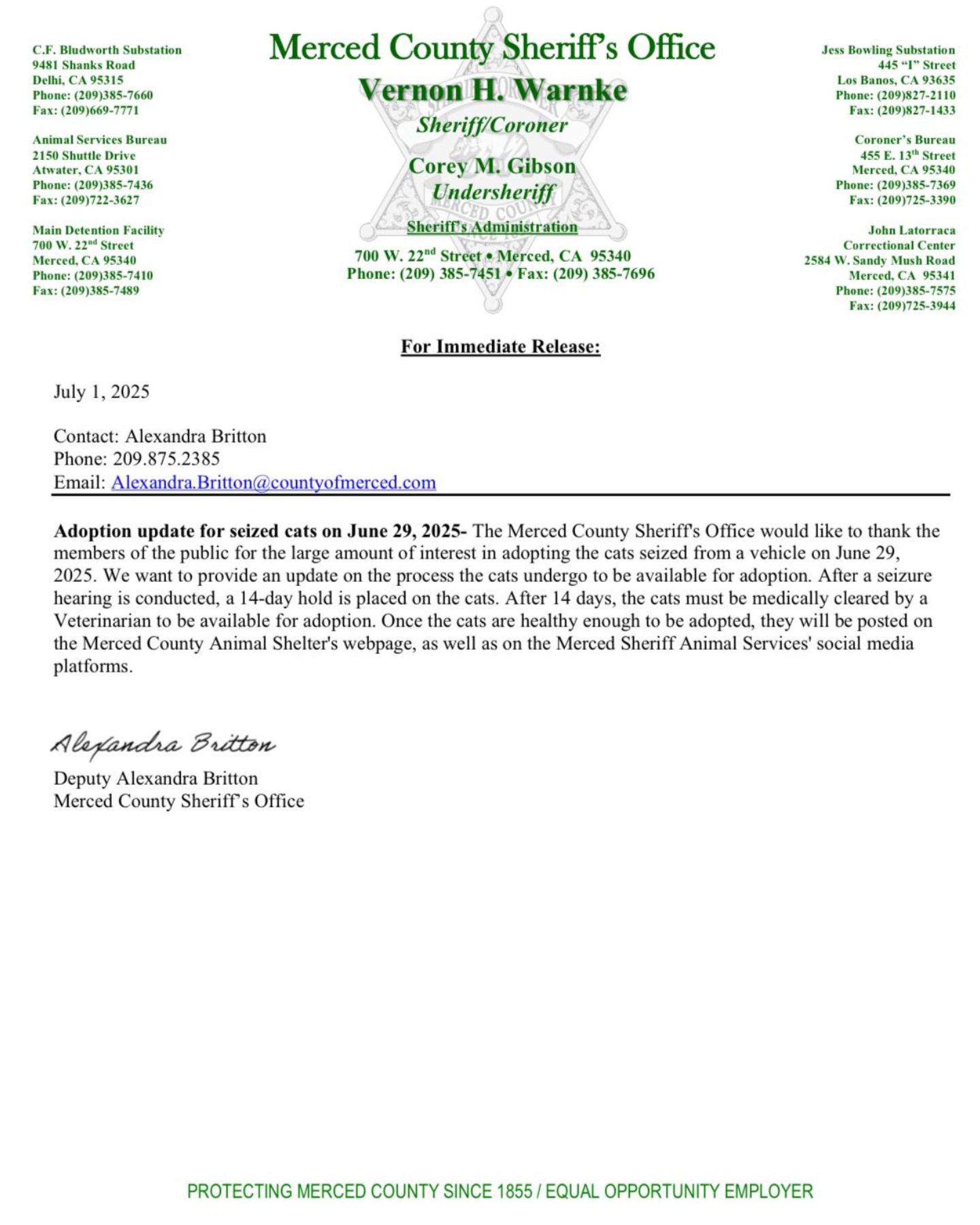 note from sheriff's office