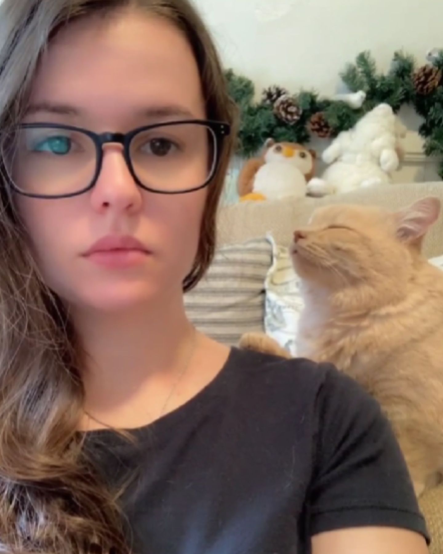 woman with deaf cat