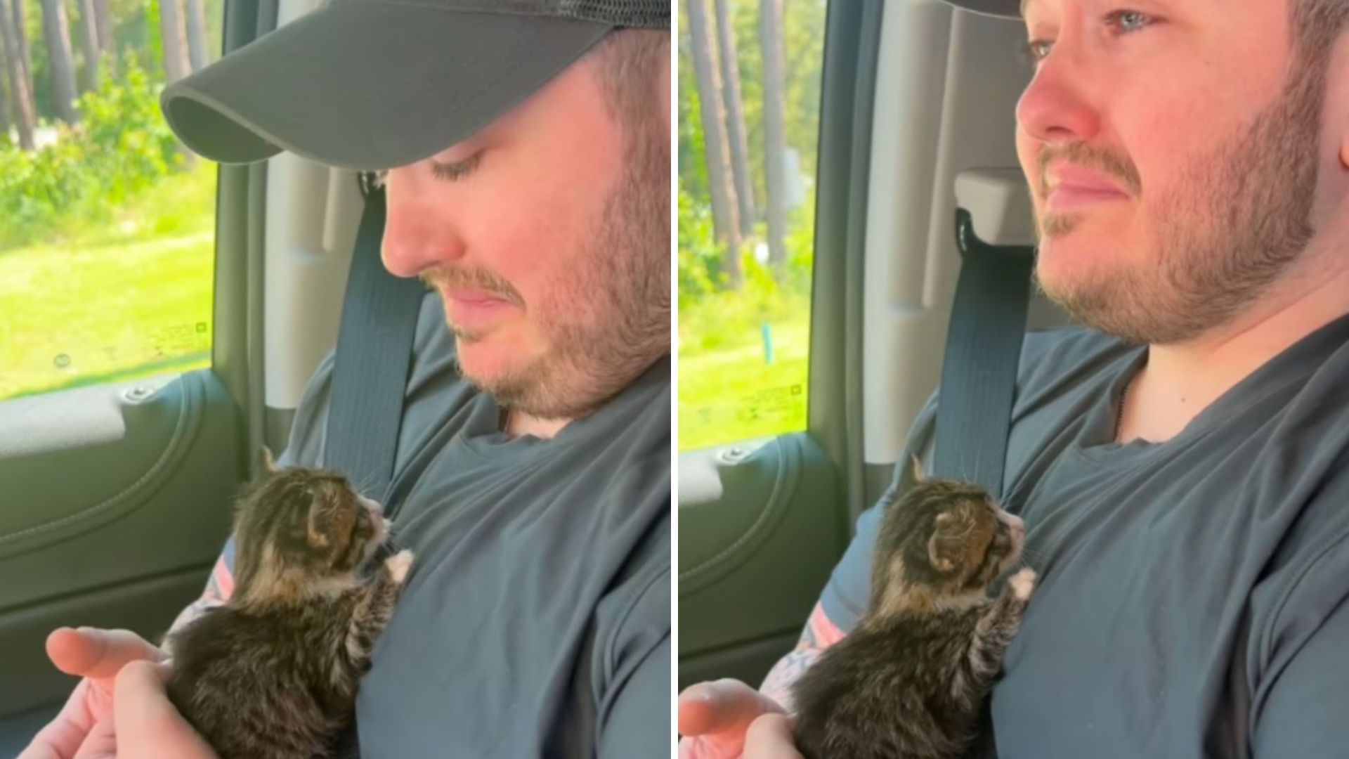 man with kitten