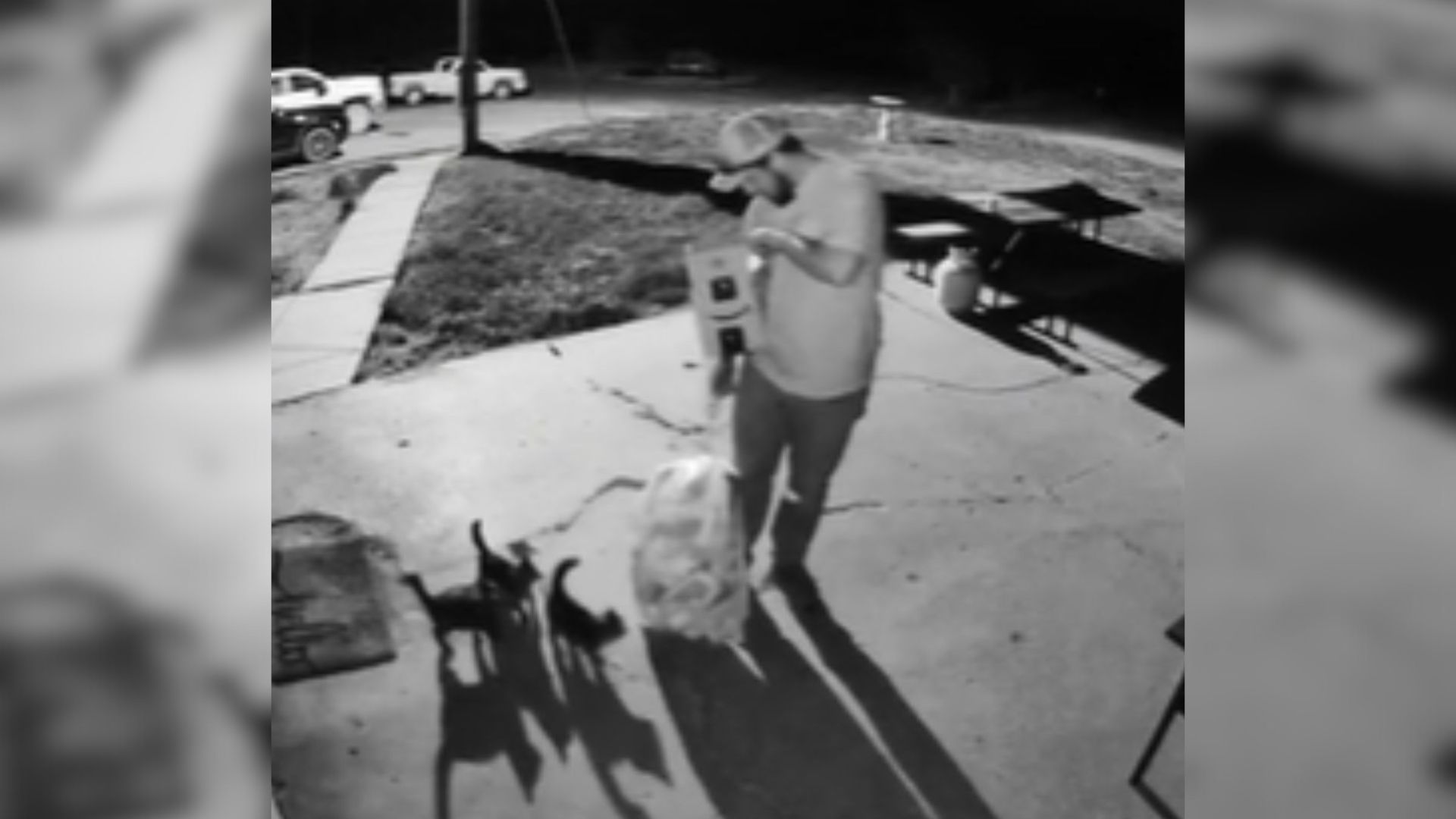 man picks up box in yard and gets shocked