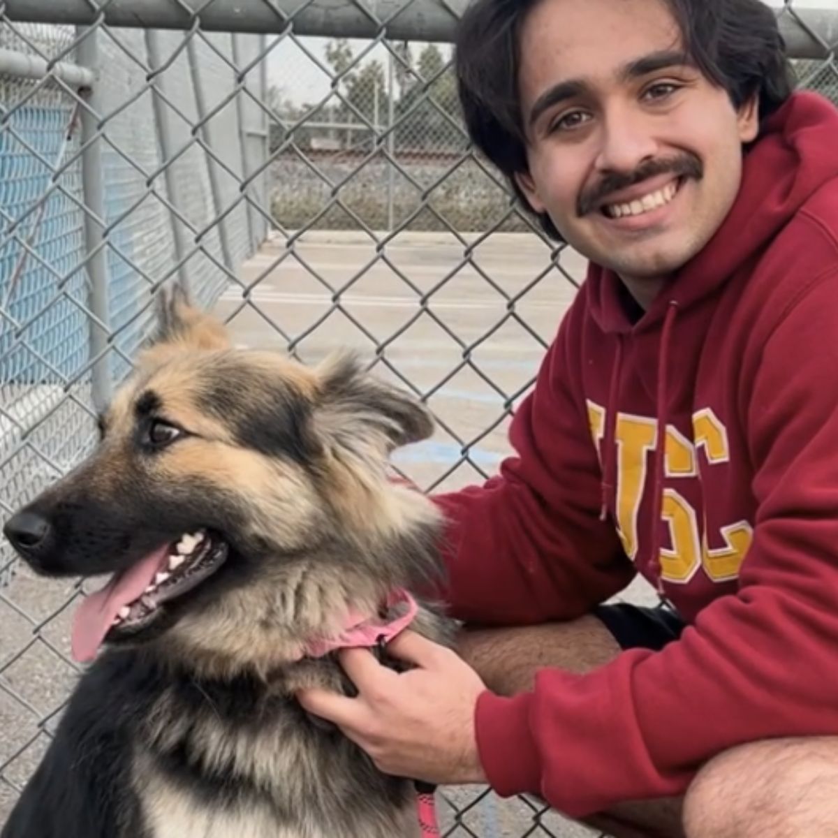 man and happy dog