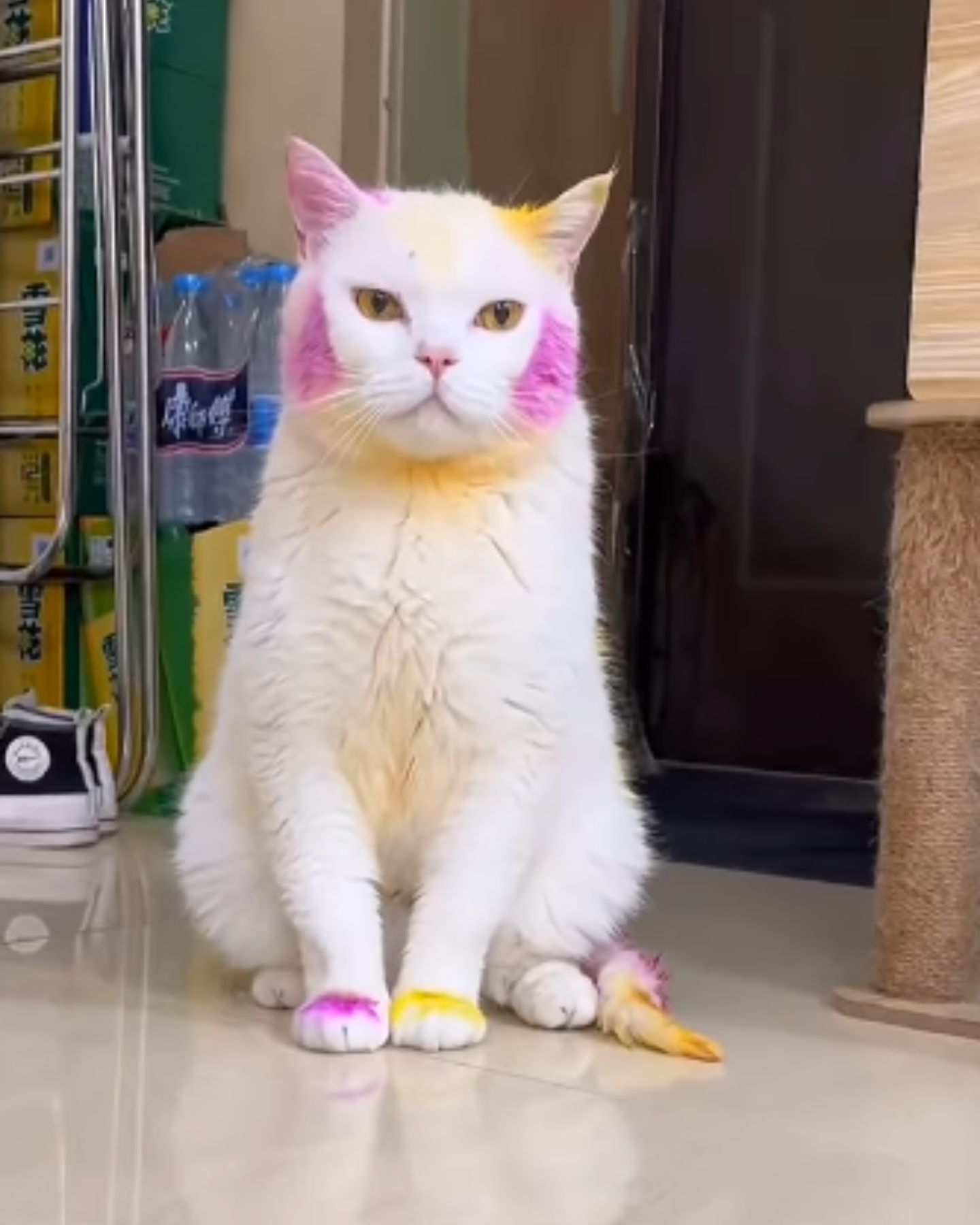 white funny cat