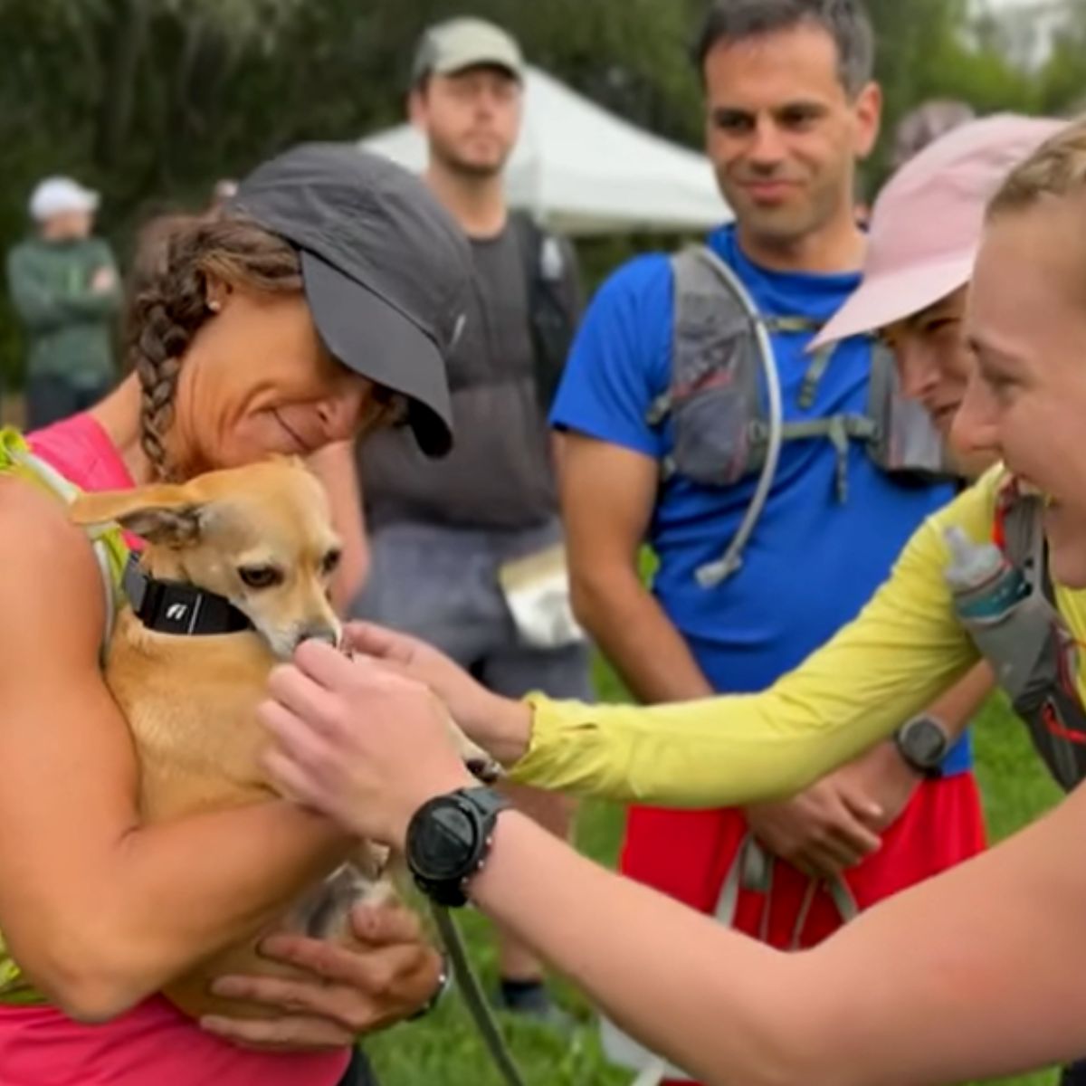 woman with rescue dog