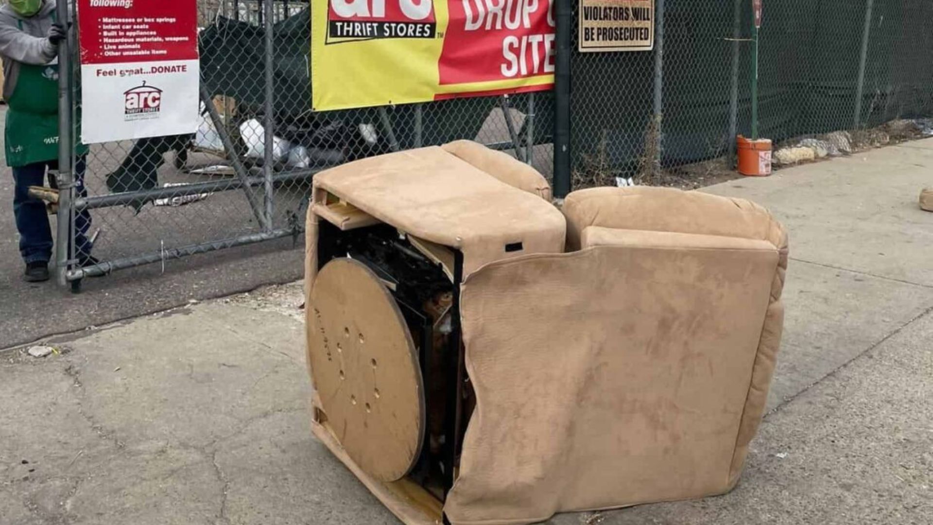 donated recliner with shocking surprise inside