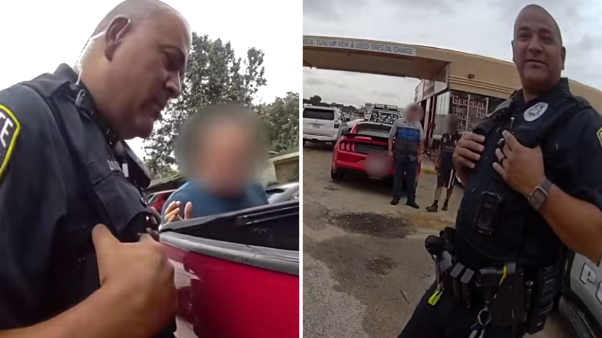 A policeman stands on the street