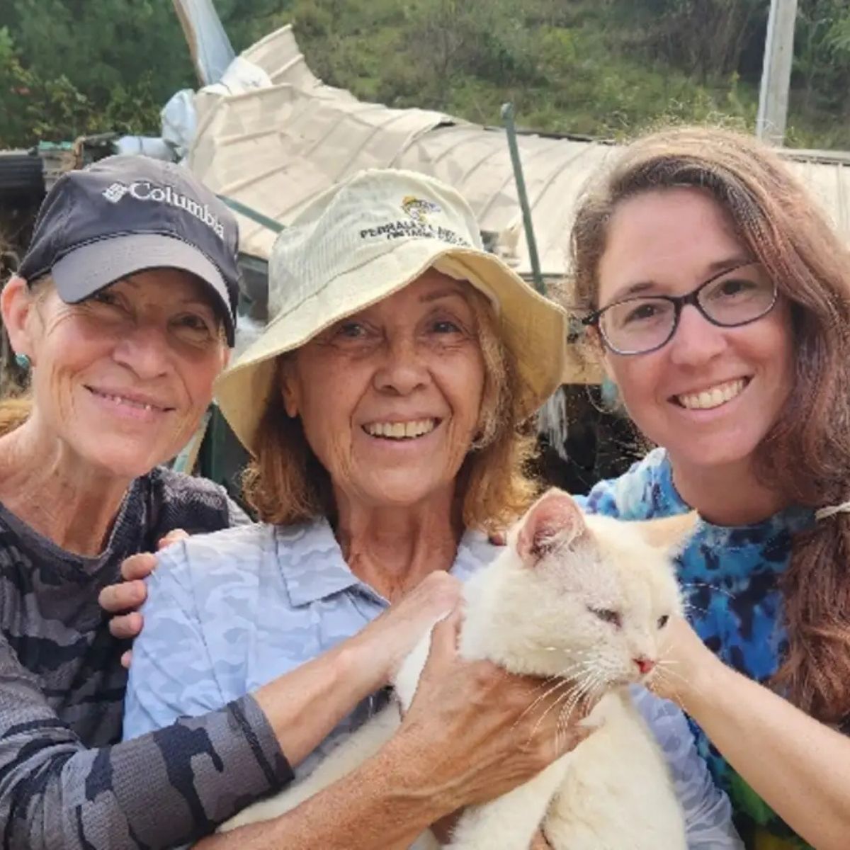 family with rescued cat