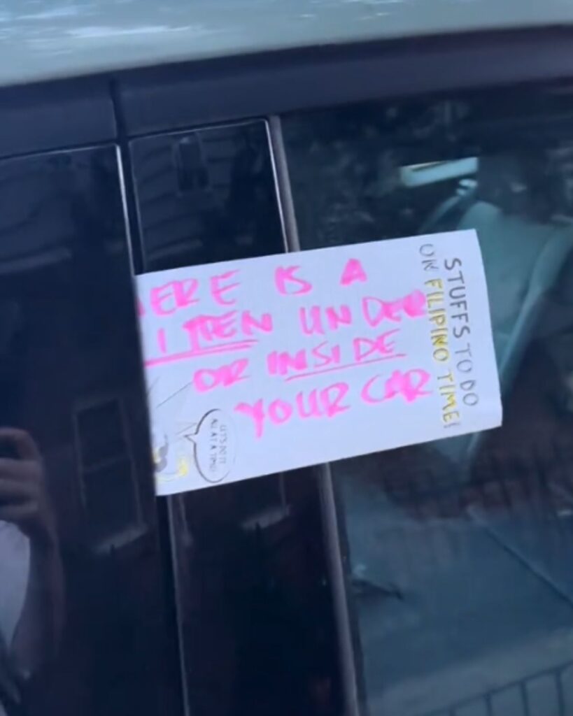message stuck to the car