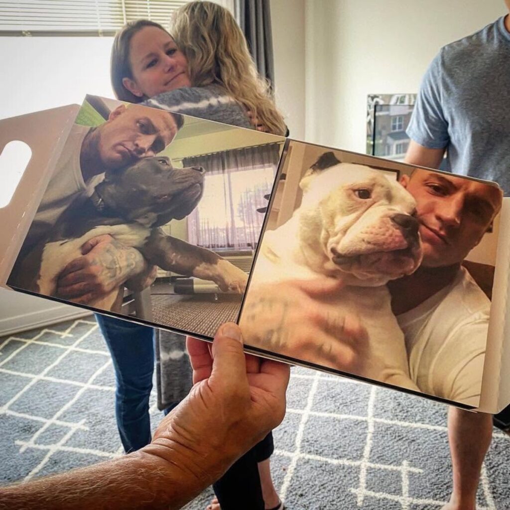 picture with pit bulls