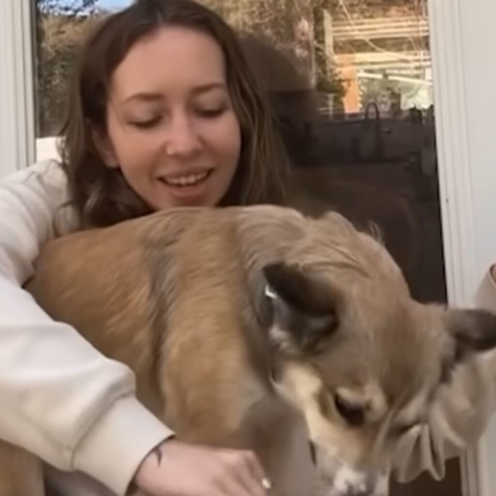 smiling girl with a dog