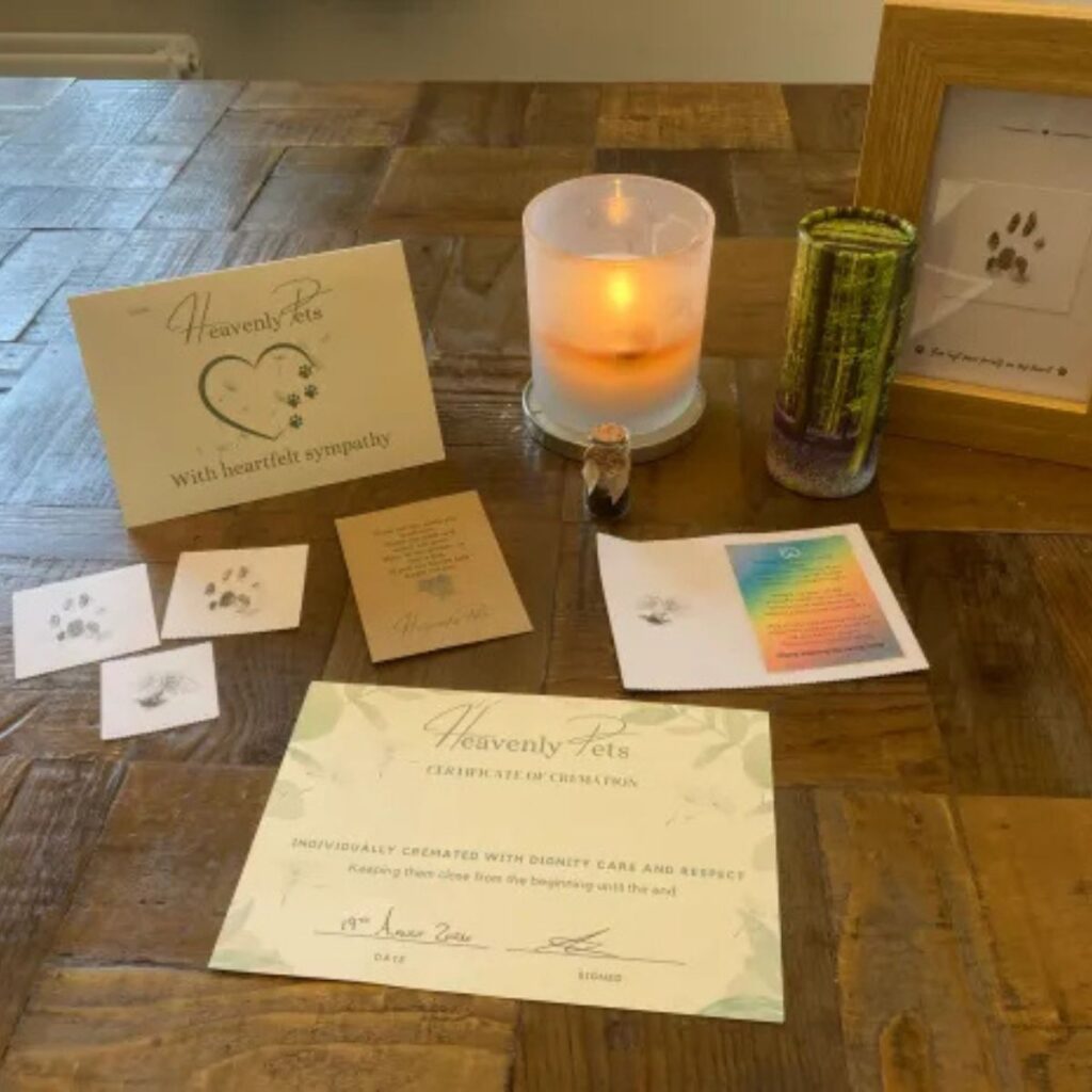 candle and certificates on the table