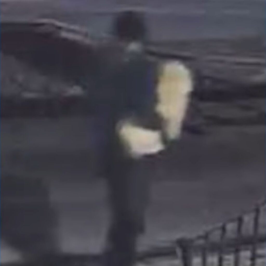 man with dog on the sidewalk