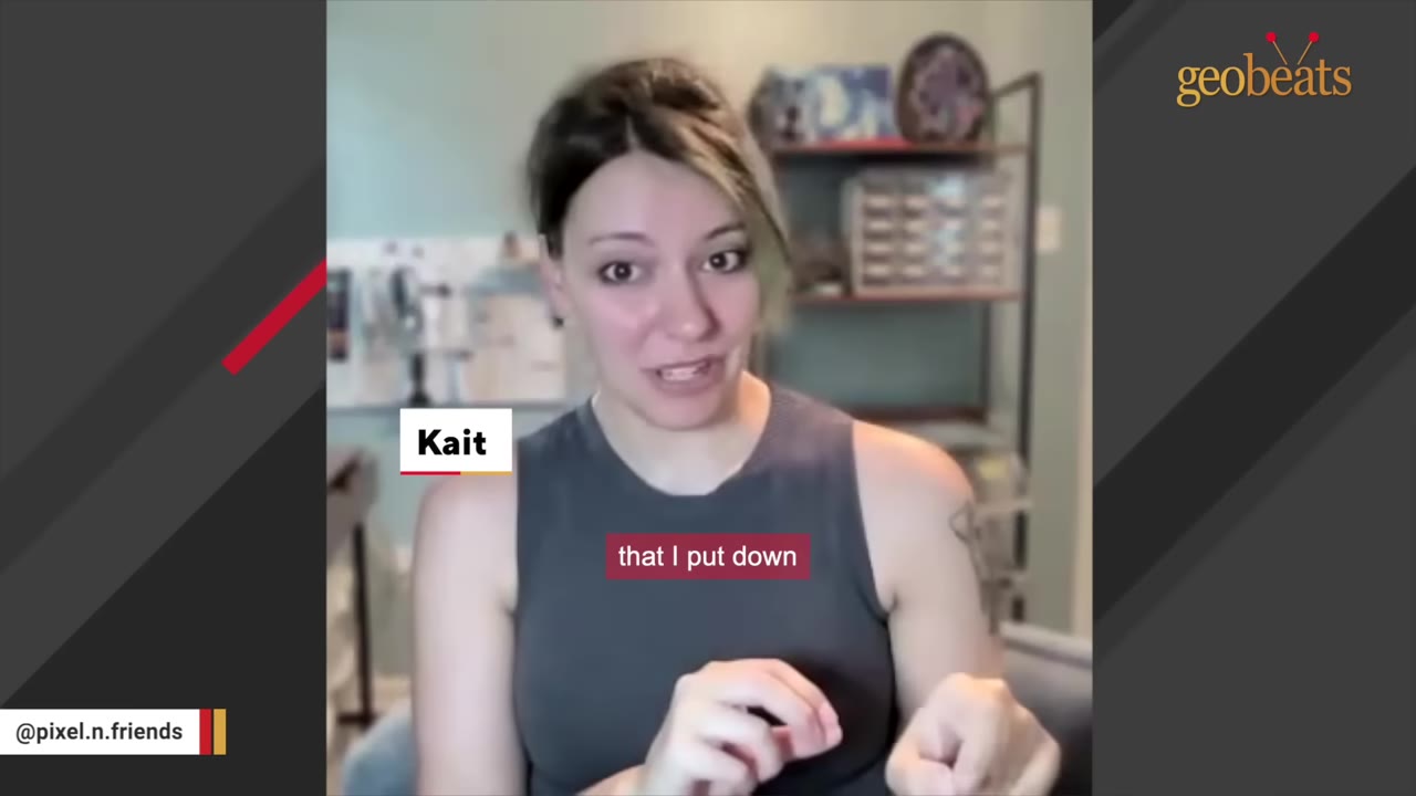 A woman named Kait speaking directly to the camera in an indoor setting.